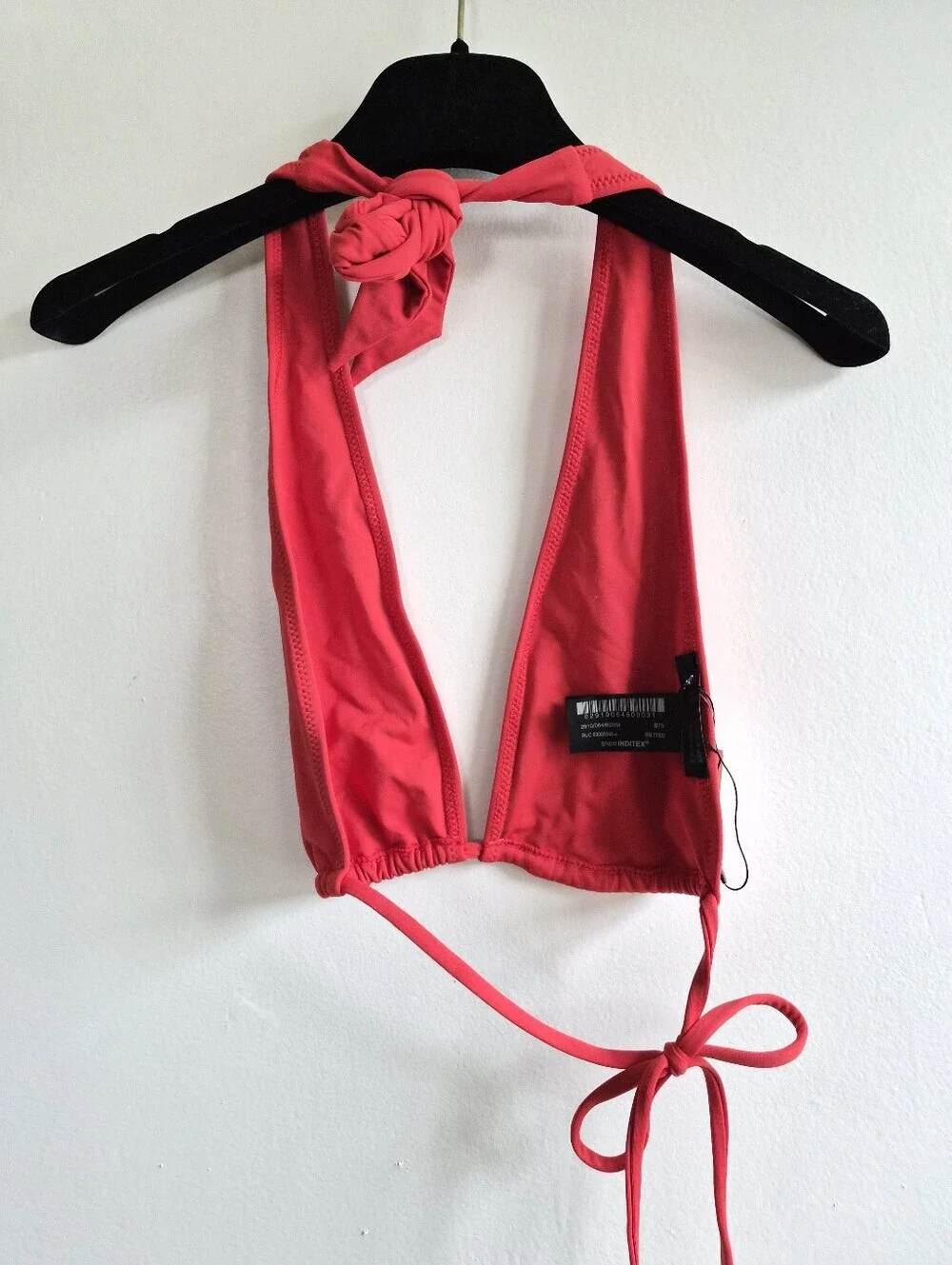New Zara Multi-Way Triangle Halterneck Red Swim Bikini Top Medium NWOT